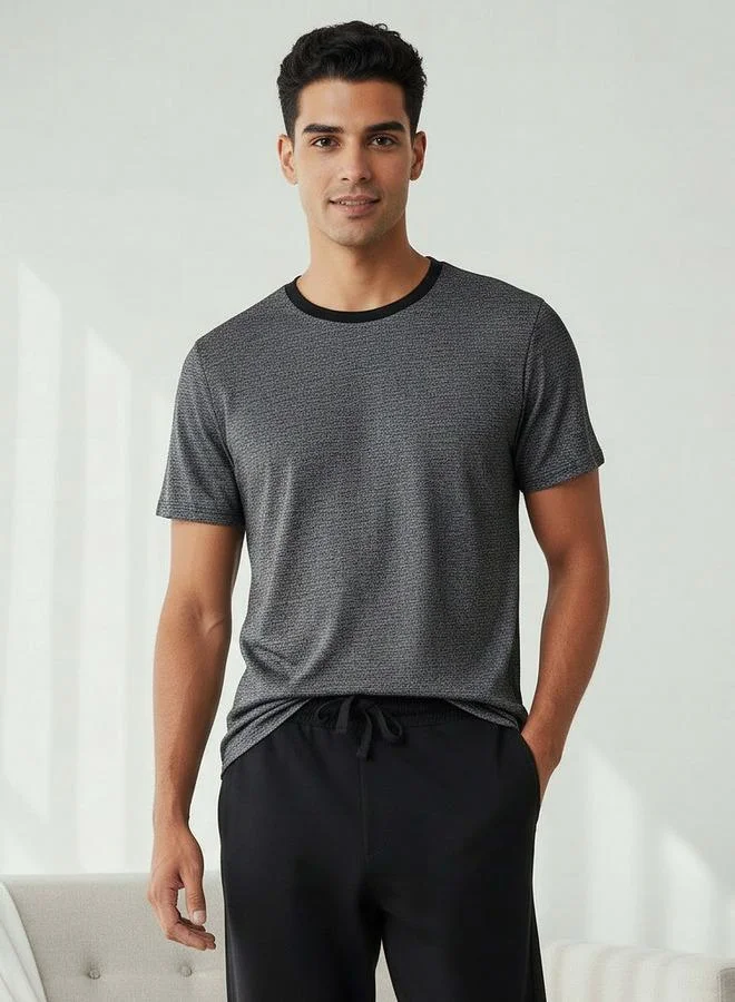 سبلاش فيڤ Men Cotton Textured Drawstring Closure Nightwear Set