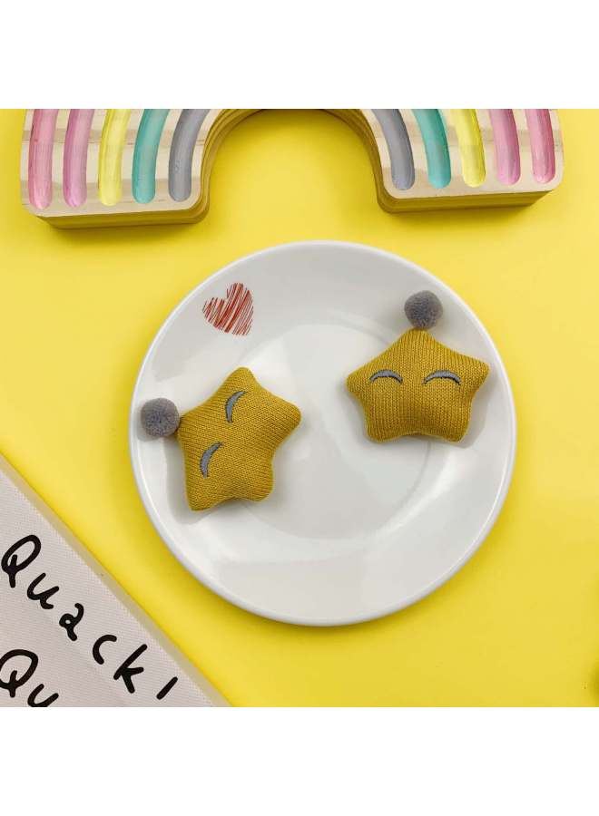 Cartoon Wool Five-pointed Star Jewelry Accessories Cotton Children's Socks Spot Accessories Brooch Hair Accessories-Color:Wool Five-star Brooch  - Image 4