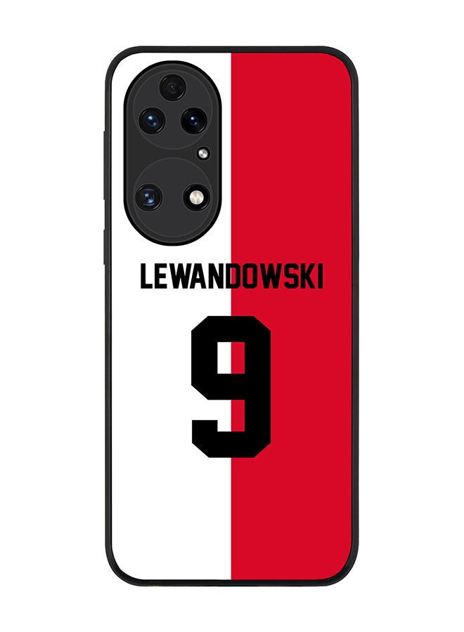 Stylizedd Rugged Black edge case for Huawei P50 Slim fit Soft Case Flexible Rubber Edges Anti Drop TPU Gel Thin Cover - Football Team - Poland Player Name - Lewandowski - Image 1