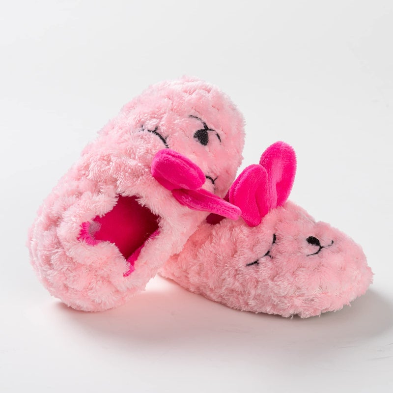 Csfry Toddler Girls' Bunny House Slippers Cartoon Warm Home Shoes Rose 5-6 Toddler - Image 5