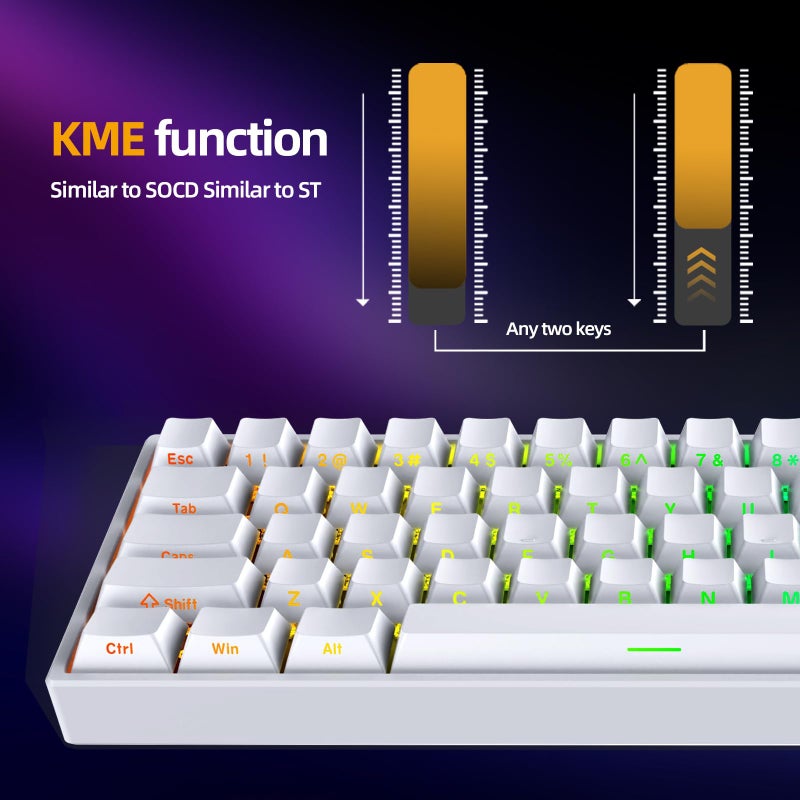IROK ND63PRO Rapid Trigger Magnetic Switch 60% TKL Hot Swapped Mechanical Keyboard, OKT Azure Switches RGB Programmable Wired Gaming Keyboard for Win/Mac Gamer - White - Image 5