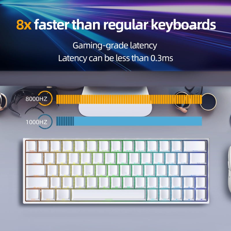 IROK ND63PRO Rapid Trigger Magnetic Switch 60% TKL Hot Swapped Mechanical Keyboard, OKT Azure Switches RGB Programmable Wired Gaming Keyboard for Win/Mac Gamer - White - Image 4