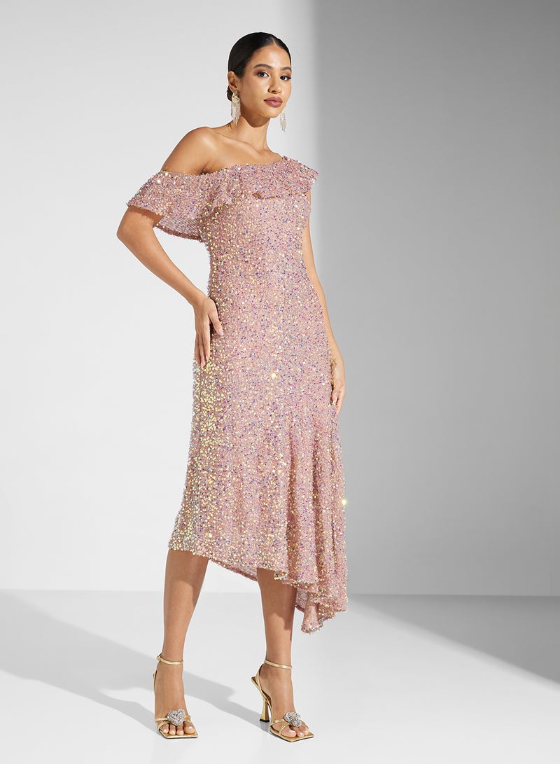 Ella Limited Edition Sequin One-Shoulder Dress  - Image 4
