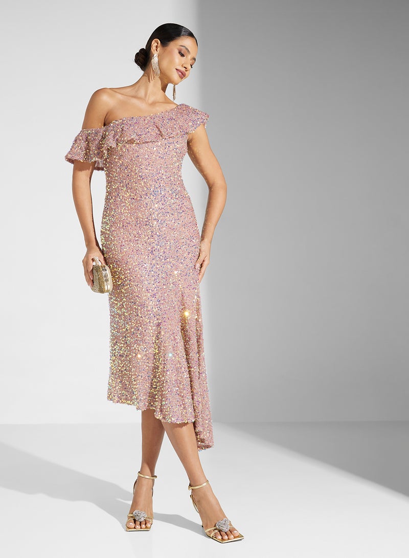 Ella Limited Edition Sequin One-Shoulder Dress  - Image 1