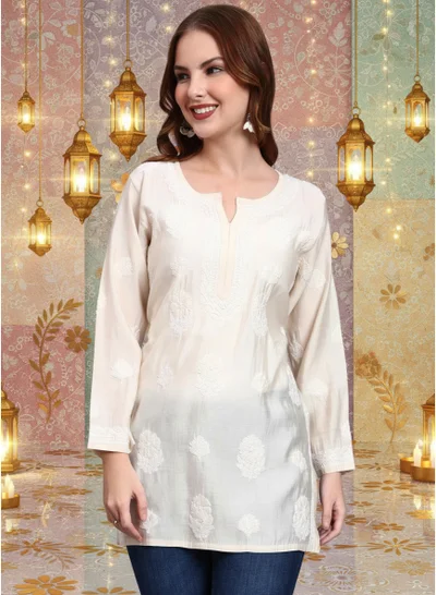 Alaya Hand Embroidered Chikankari Chanderi Kurti-AL4090