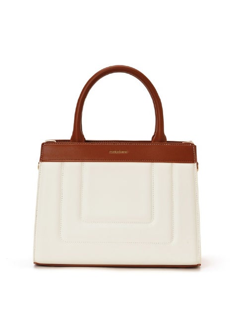 MOKOBARA The Noir Handbag Vegan Leather Top Handle Stylish Women Shoulder Bag Top Handle Purse (Coconut Cream)