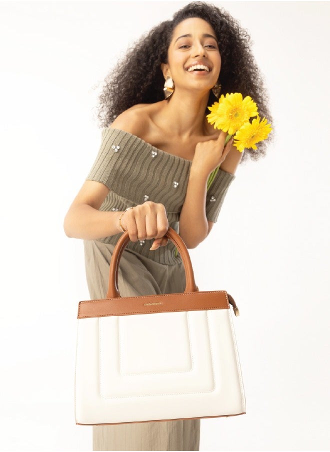 Mokobara MOKOBARA The Noir Handbag Vegan Leather Top Handle Stylish Women Shoulder Bag Top Handle Purse (Coconut Cream)  - Image 2