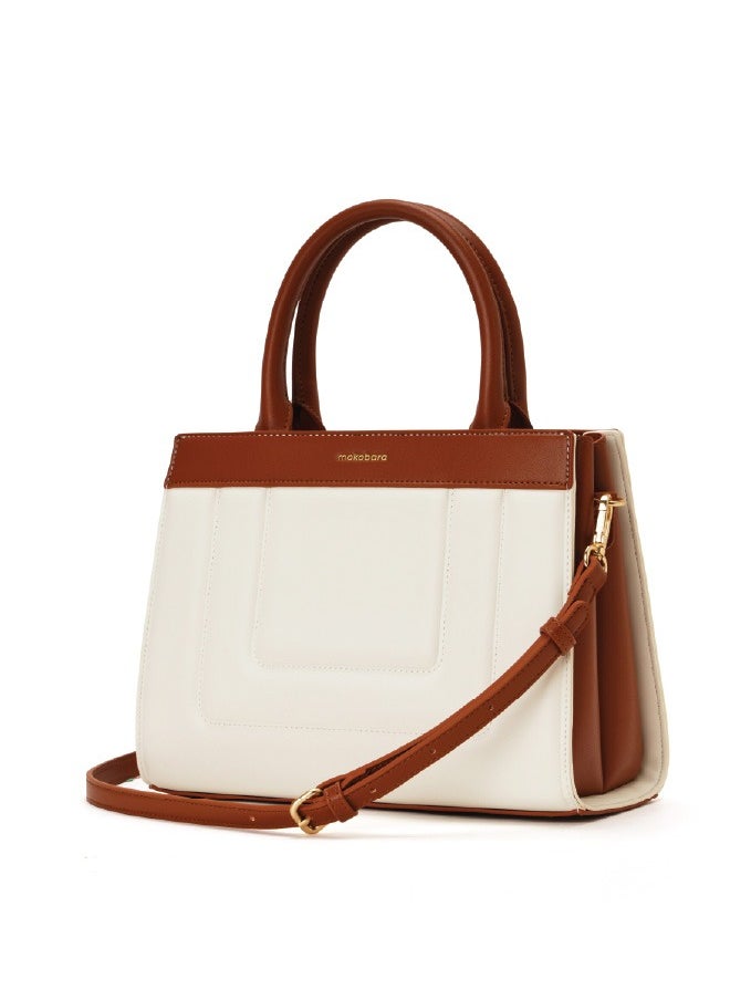 Mokobara MOKOBARA The Noir Handbag Vegan Leather Top Handle Stylish Women Shoulder Bag Top Handle Purse (Coconut Cream)  - Image 4