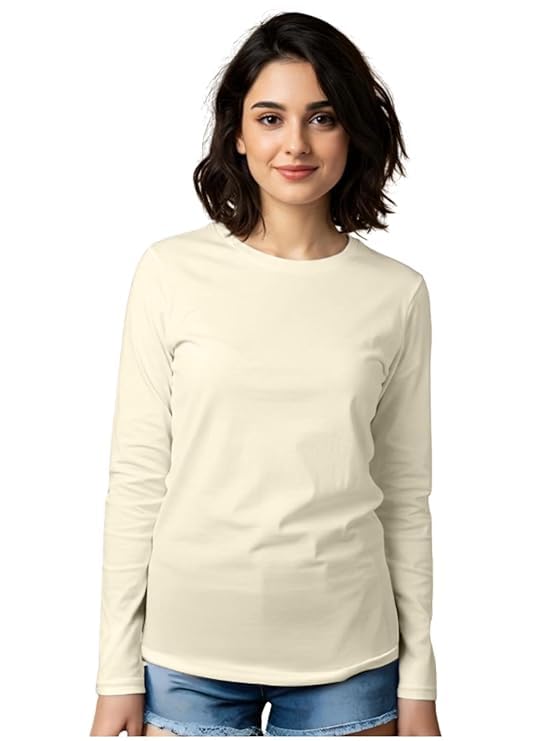 JUNEBERRY® Cotton Round Neck Regular Fit Plain Solid Full Sleeve T-Shirt Combo for Women (Pack of 3) (PO3_JB_FS_BK_SW_GR_S) - Image 4