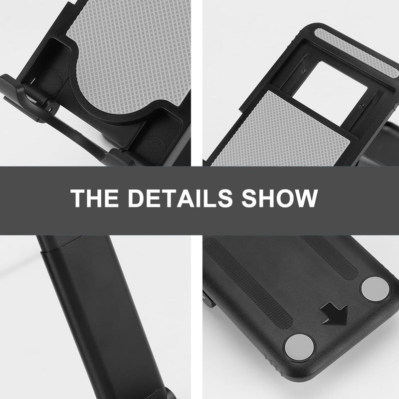 Foldable Adjustable Phone Stand Holder For Desk Streaming Video Recording Black - Image 5
