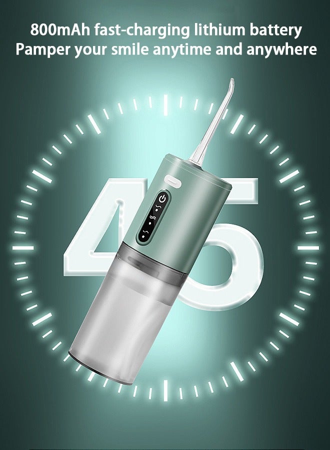 جهاز تنظيف الأسنان المائي المحمول مع 3 أوضاع ، جهاز ري فموي قابل لإعادة الشحن ، 2 منظف أسنان جيتس (أخضر) - Image 3