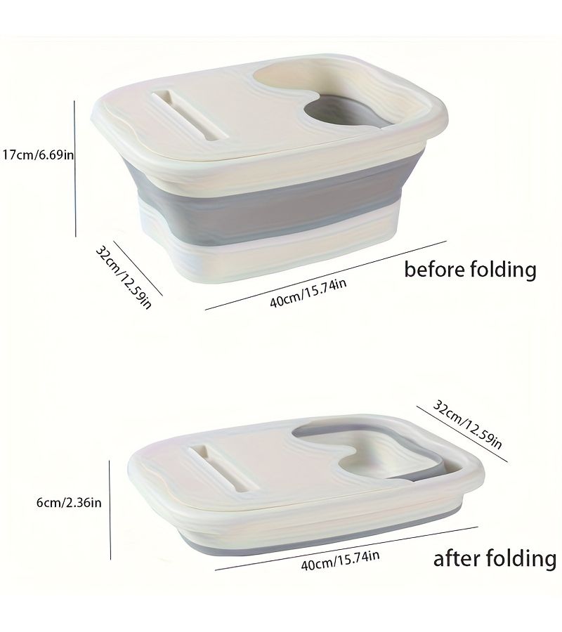 One Pink Foot Bath Basin And Pumice Stone Portable Soaking Tub Foldable Durable Foot Spa For Home Massage And Foot Care - Image 2