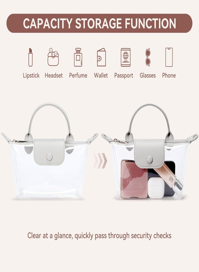 BOSTANTEN Clear Bag for Stadium Approved Small Crossbody Purse Handbags for Concerts Sports Events Light Grey - Image 5