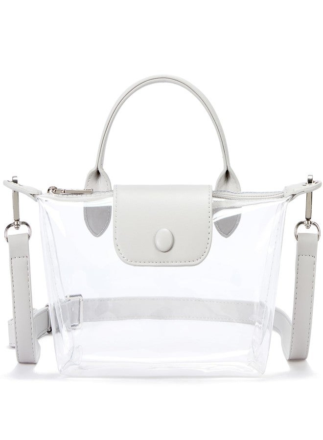 BOSTANTEN Clear Bag for Stadium Approved Small Crossbody Purse Handbags for Concerts Sports Events Light Grey - Image 1