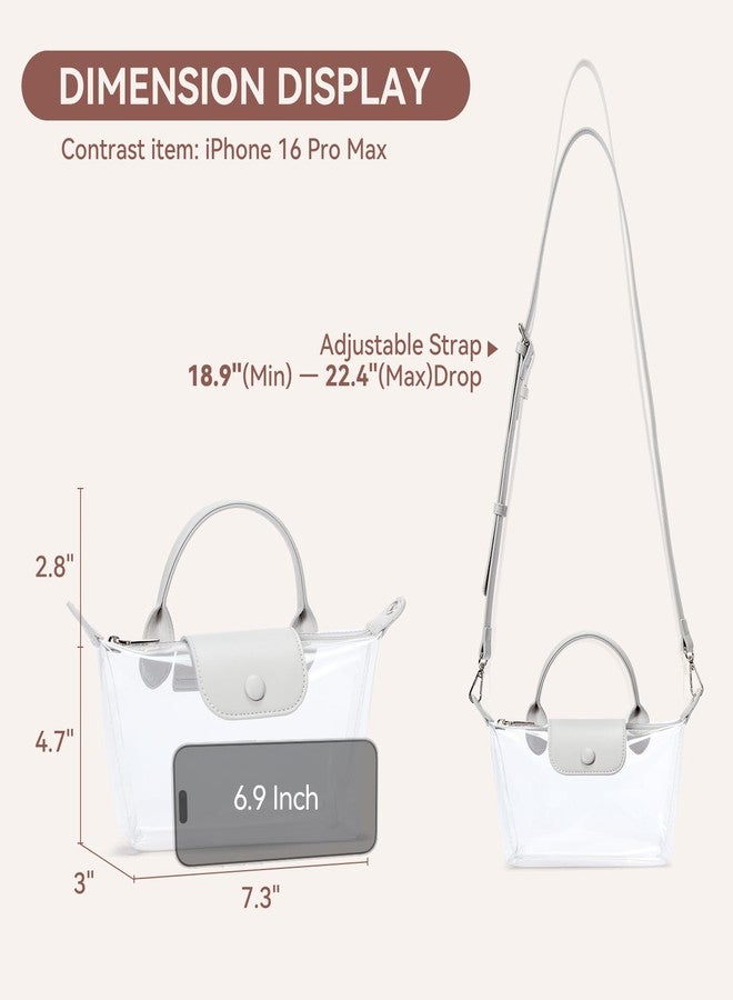 BOSTANTEN Clear Bag for Stadium Approved Small Crossbody Purse Handbags for Concerts Sports Events Light Grey - Image 4
