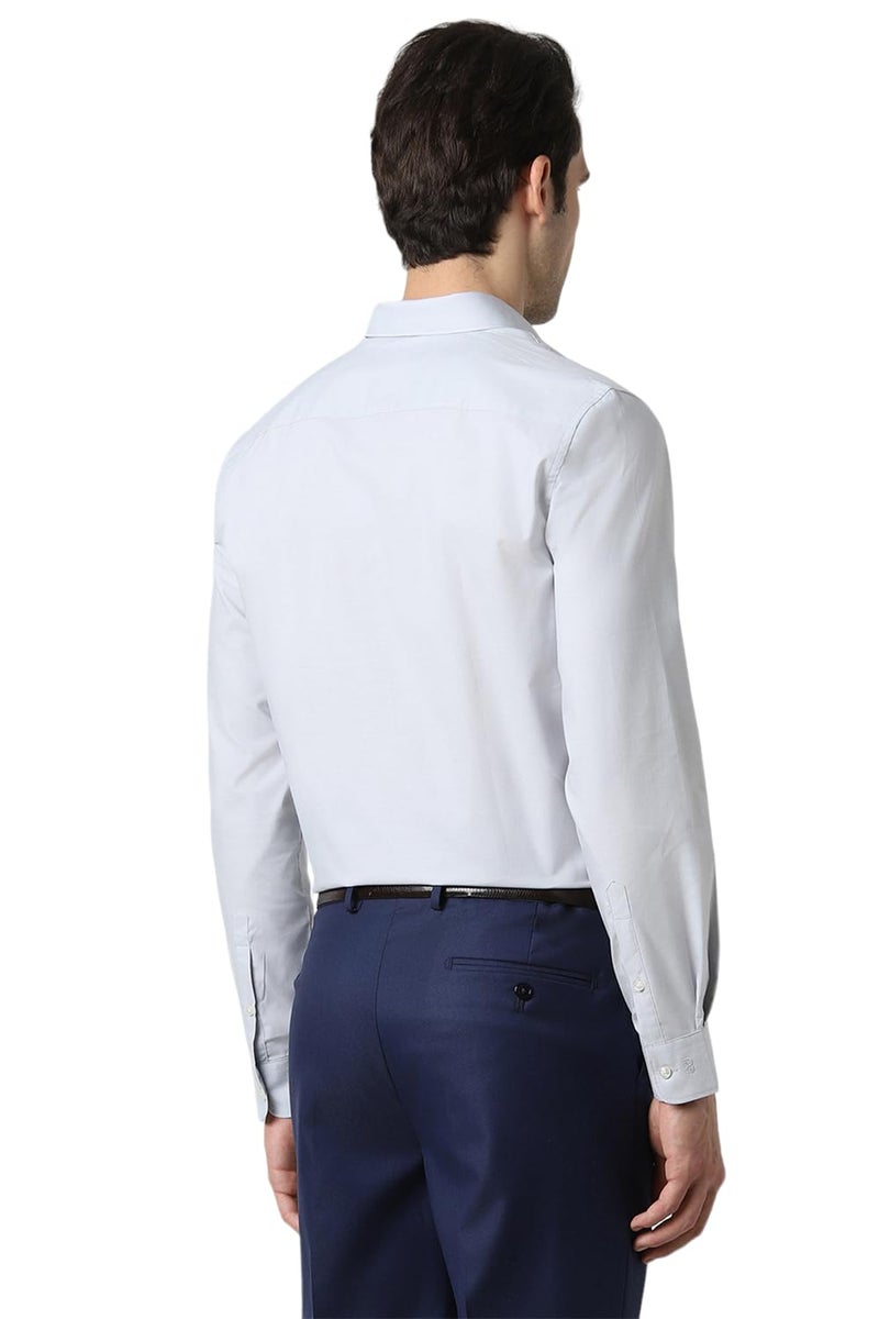 Peter England Men's Classic Solid Full Sleeve Slim Fit Shirt | Wonder Fabric | Cotton Rich | Pin Point Oxford Grey - Image 3