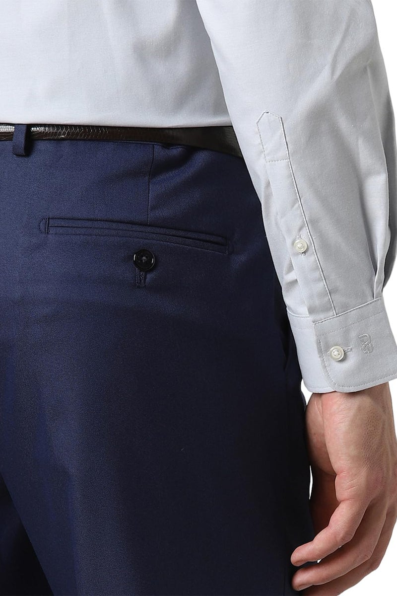 Peter England Men's Classic Solid Full Sleeve Slim Fit Shirt | Wonder Fabric | Cotton Rich | Pin Point Oxford Grey - Image 5