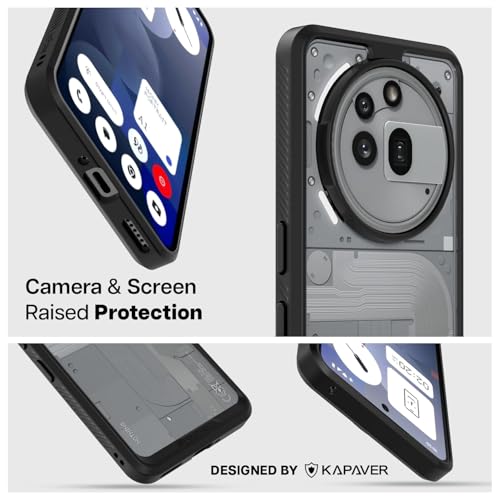 KAPAVER Impulse Series Back Cover Case for Nothing Phone 3a Pro (PC +TPU) (Impulse Black Case with Glass) - Image 3