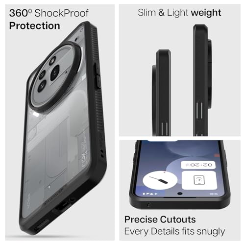 KAPAVER Impulse Series Back Cover Case for Nothing Phone 3a Pro (PC +TPU) (Impulse Black Case with Glass) - Image 4