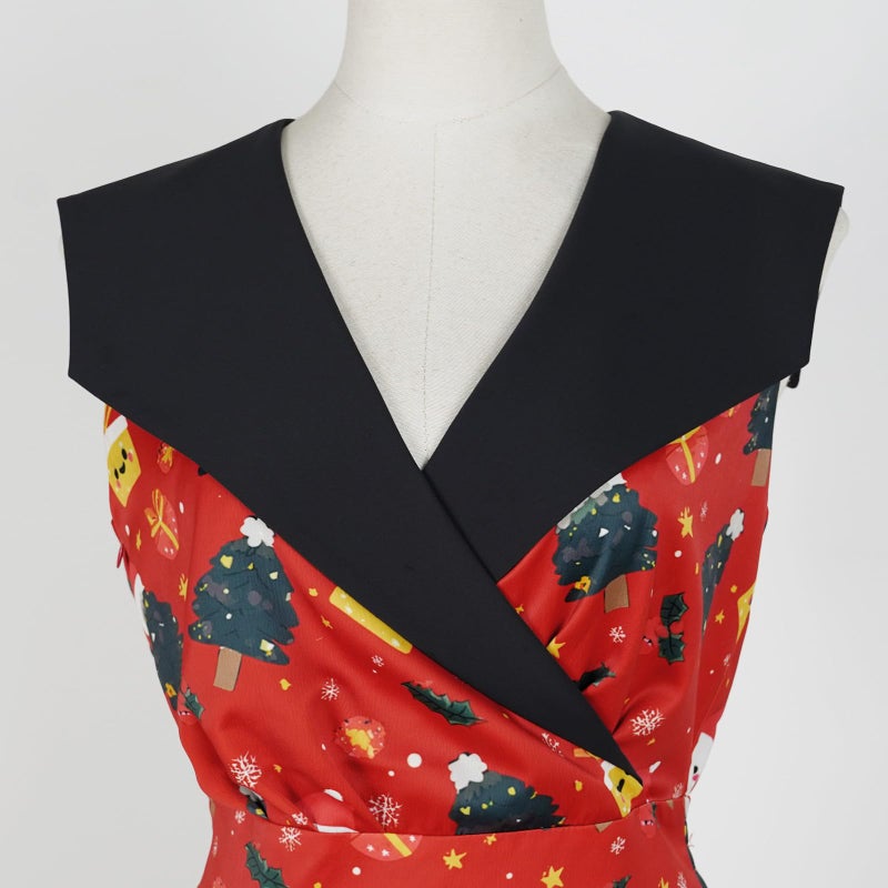 HIGAKI Women's 1950s Dress Tea Party V-Neck Sleeveless Dress(DR0065SD,3XL) - Image 2