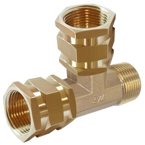 Joywayus 34 Inch NPT Brass Pipe Fitting Barstock Tee 3 Way 34 NPT Male x 34 NPT Female x 34 NPT Female Hose Fitting - Image 3