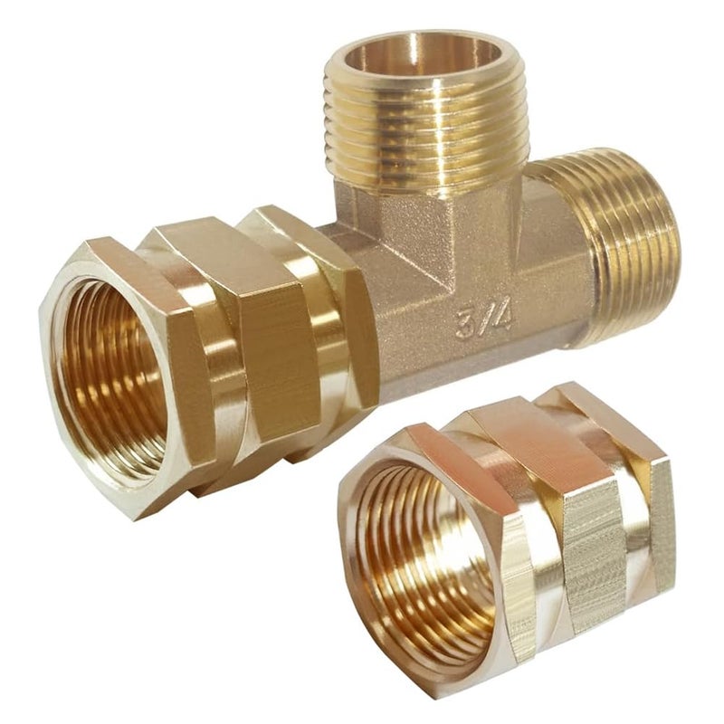 Joywayus 34 Inch NPT Brass Pipe Fitting Barstock Tee 3 Way 34 NPT Male x 34 NPT Female x 34 NPT Female Hose Fitting - Image 2