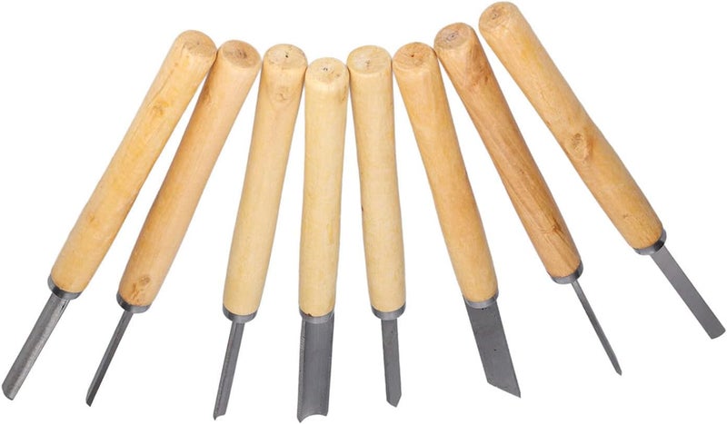 8Pcs Wood Turning Chisels Set, HHS Parting Tools, Woodworking Carving Gouge Accessories with Frequency Hardening Cutting, for Wood Sculpture Craft and DIY - Image 3