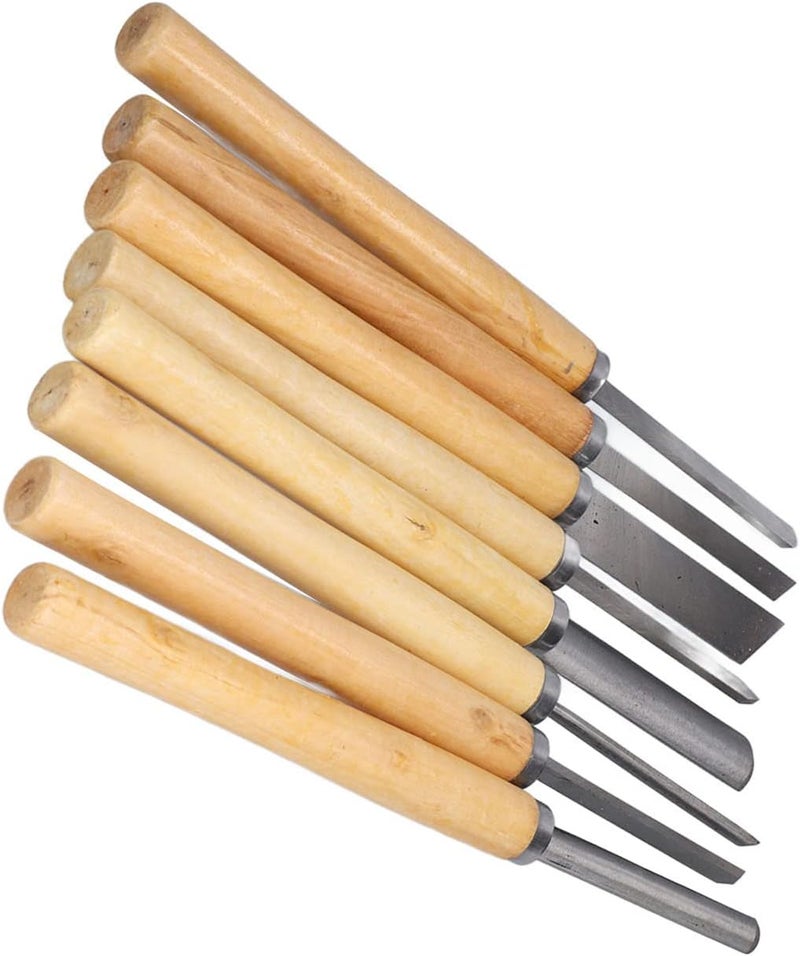 8Pcs Wood Turning Chisels Set, HHS Parting Tools, Woodworking Carving Gouge Accessories with Frequency Hardening Cutting, for Wood Sculpture Craft and DIY - Image 5