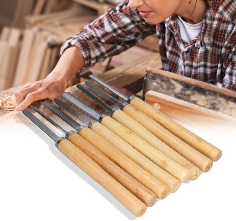8Pcs Wood Turning Chisels Set, HHS Parting Tools, Woodworking Carving Gouge Accessories with Frequency Hardening Cutting, for Wood Sculpture Craft and DIY - Image 4