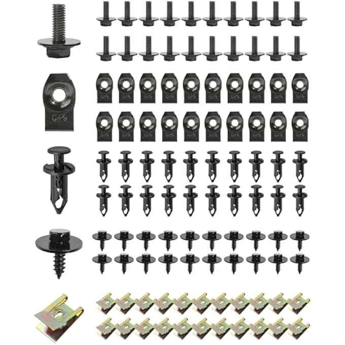 ريحني مشابك السيارات 100 قطعة، صواميل مشبك اللولب، مجموعات مشابك بلاستيكية، مثبتات مسامير لديكور داخل السيارة - Image 1