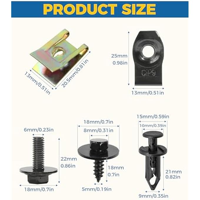 ريحني مشابك السيارات 100 قطعة، صواميل مشبك اللولب، مجموعات مشابك بلاستيكية، مثبتات مسامير لديكور داخل السيارة - Image 2