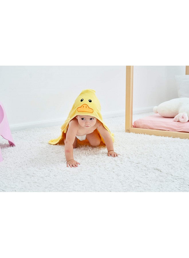 HIPHOP PANDA HIPHOP PANDA Hooded Towel - Rayon Made from Bamboo, Bath Towel with Bear Ears for Newborn, Babie, Toddler, Infant - Absorbent Large Baby Towel - Yellow Duck, 30 x 30 Inch  - Image 4