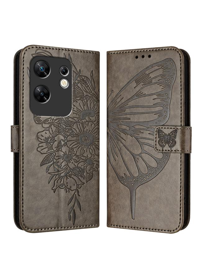 زبون جراب لهاتف Infinix Zero 30 4G مصنوع من الجلد المنقوش على شكل فراشة - Image 1