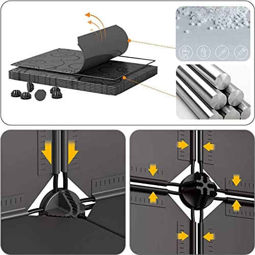 Zemic Diy Multipurpose Bookshelf| Plastic Sheet Portable Storage Shelve For Books Storage Organizer| Bookcase For Home Furniture |Cabinet Shelves For Bedroom Office Living Room (Set Of 5 Cases, Black) - Image 3