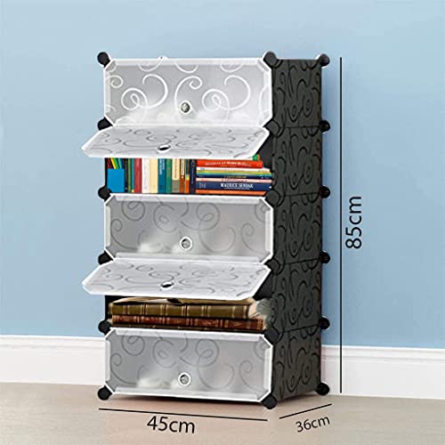 Zemic Diy Multipurpose Bookshelf| Plastic Sheet Portable Storage Shelve For Books Storage Organizer| Bookcase For Home Furniture |Cabinet Shelves For Bedroom Office Living Room (Set Of 5 Cases, Black) - Image 2