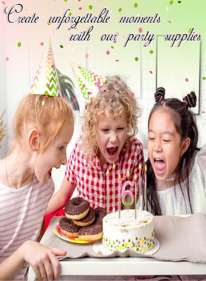 MTLEE Number 6 Pink and Green Birthday Candle with 6 Pcs Spiral Candles 5.12 Inch Pastel Cake Topper for Girls Witch Theme Party Decoration - Image 5