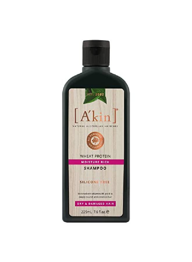 A'kin Moisture Rich Wheat Protein Shampoo Free From Parabens Sulfates and Silicones 225 ml - Image 2