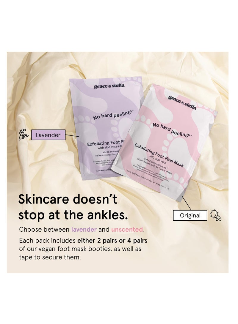 Grace & Stella grace & stella Award-Winning Foot Peel Mask (4 Pairs, Lavender) - Foot Peeling Mask with Aloe Vera - Moisturizing Foot Mask for Dry Cracked Feet - Foot Exfoliator for Baby Soft Feet  - Image 3