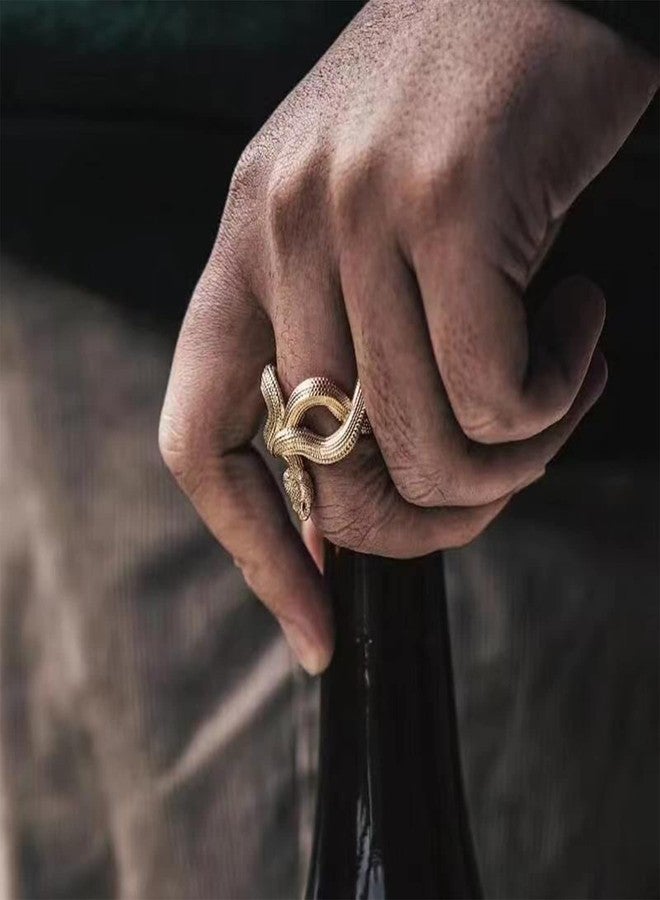 MIFYNN Snake Rings for Women Men Adjustable Gold Black Vintage Ring Fashion Animal Rings Cute Rings Aesthetic (Gold) - Image 2