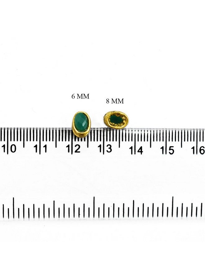 Embroiderymaterial Sew On Beads/Rhinestones/Kundan Stones Mirrors for Craft Work, Embroidery Work, Jewellery Work, Aari Work, Maggam Work etc (Oval Shape, Dark Green Color, 6MM, 100 Pieces) - Image 2