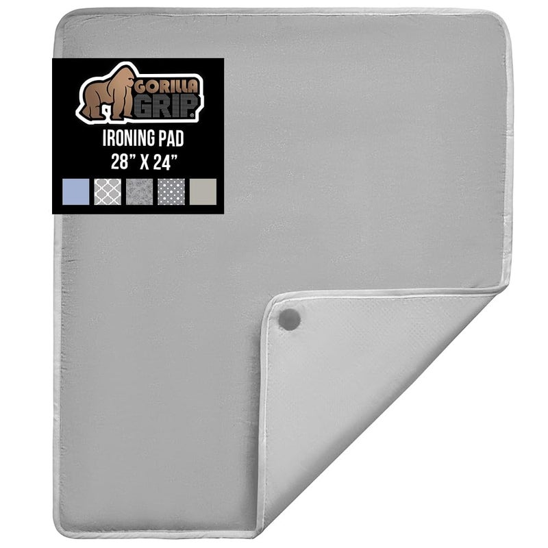 حصيرة كي الملابس GORILLA GRIP قابلة للحمل غطاء مغناطيسي لسطح غسالة الملابس وطاولة التجفيف 28x24 فضي