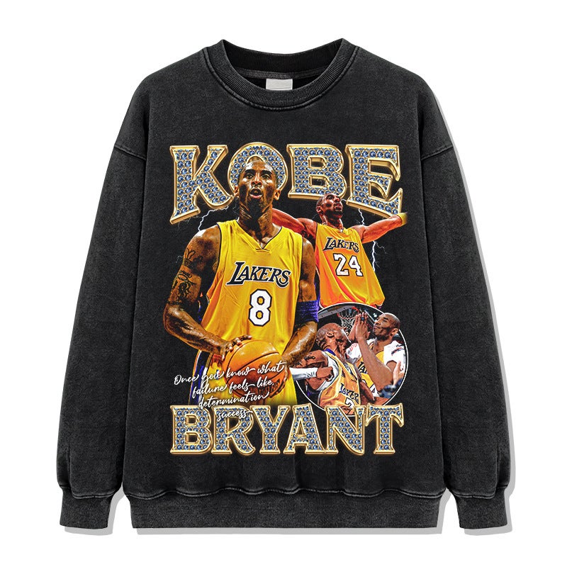 Kobe Kobe Printed Short-sleeved T-shirt oversize High Street Retro Heavy-duty Crewneck Hooded Sweatshirt - Image 1