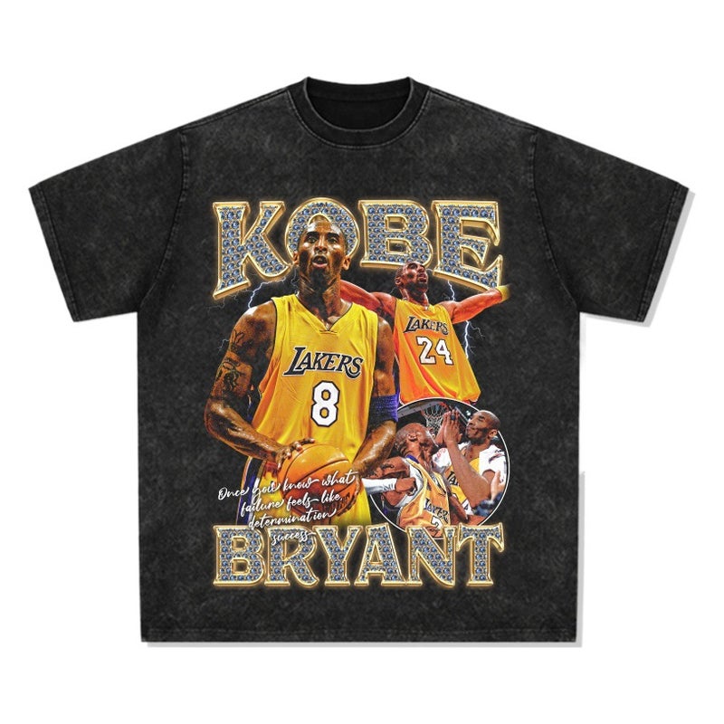 Kobe Kobe Printed Short-sleeved T-shirt oversize High Street Retro Heavy-duty Crewneck Hooded Sweatshirt - Image 2