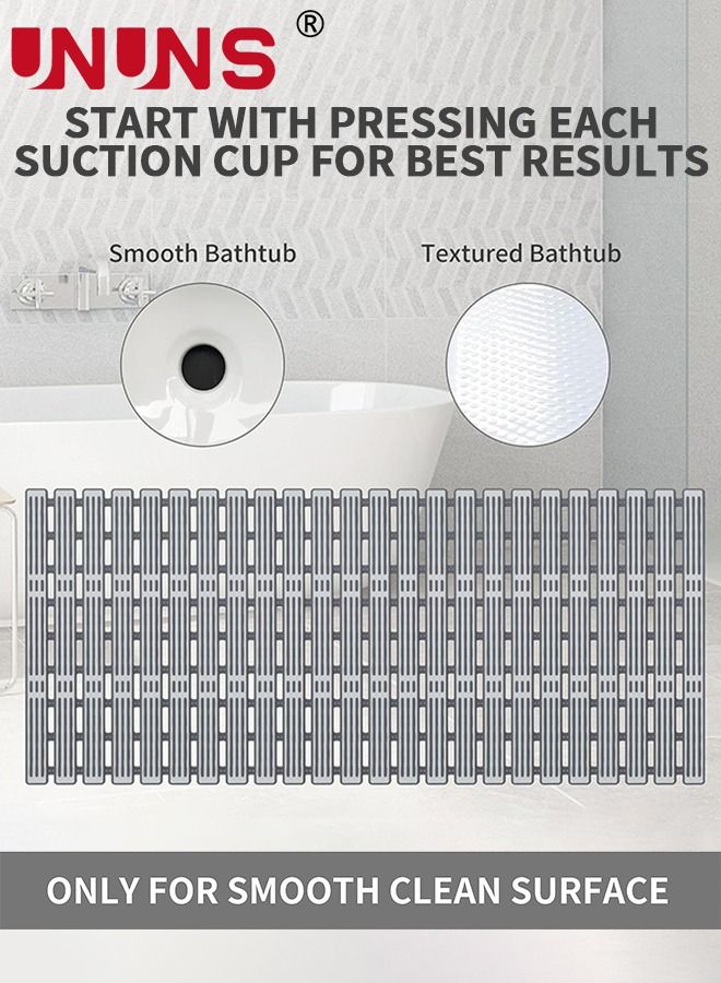 UNUNS سجادة حوض الاستحمام، سجادة استحمام مضادة للانزلاق مع أكواب شفط وفتحات تصريف، سجادة حوض استحمام مستطيلة للحمام، 15.7 × 35.4 بوصة - Image 4