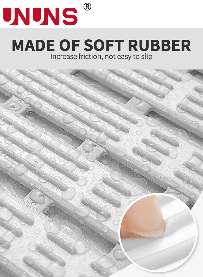 UNUNS سجادة حوض الاستحمام، سجادة استحمام مضادة للانزلاق مع أكواب شفط وفتحات تصريف، سجادة حوض استحمام مستطيلة للحمام، 15.7 × 35.4 بوصة - Image 3