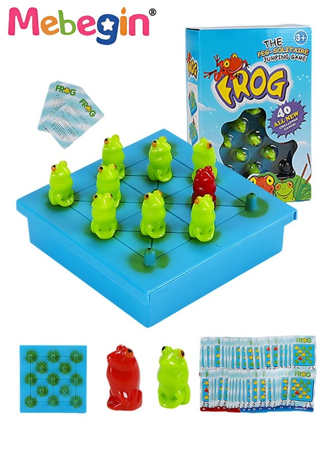 MEBEGIN Frog Chess Board Game, Puzzle Game for Two Players, Parent-child Interactive Toy Set with Storage Box, Fun Family Game, Fast Paced Action Game, Creative Board Game for Party Time and Family Activities, Fits on Table or Floor to Play, Ideal Gift for Kids Aged 3+  - Image 1