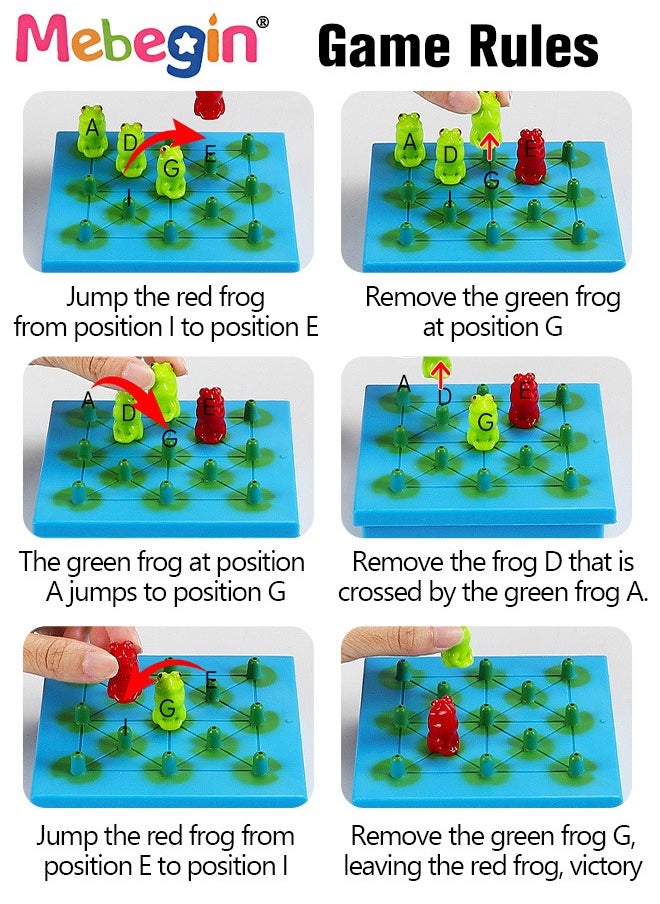 MEBEGIN Frog Chess Board Game, Puzzle Game for Two Players, Parent-child Interactive Toy Set with Storage Box, Fun Family Game, Fast Paced Action Game, Creative Board Game for Party Time and Family Activities, Fits on Table or Floor to Play, Ideal Gift for Kids Aged 3+  - Image 3