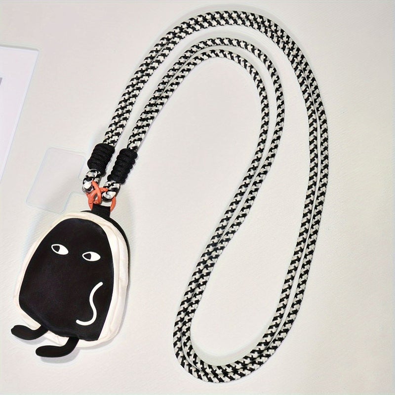 Set Of 2 Cream & Black Mobile Phone Lanyards With Coin Pouch And Long Strap Sturdy Creative Design Ideal Gift For Couples Or Girlfriends - Image 2