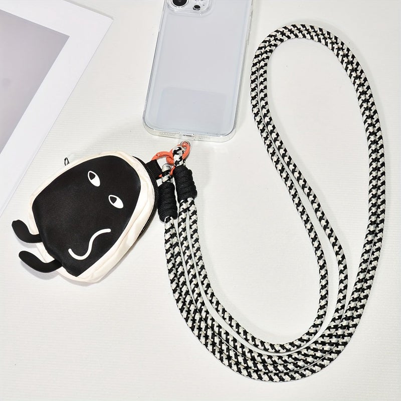 Set Of 2 Cream & Black Mobile Phone Lanyards With Coin Pouch And Long Strap Sturdy Creative Design Ideal Gift For Couples Or Girlfriends - Image 4