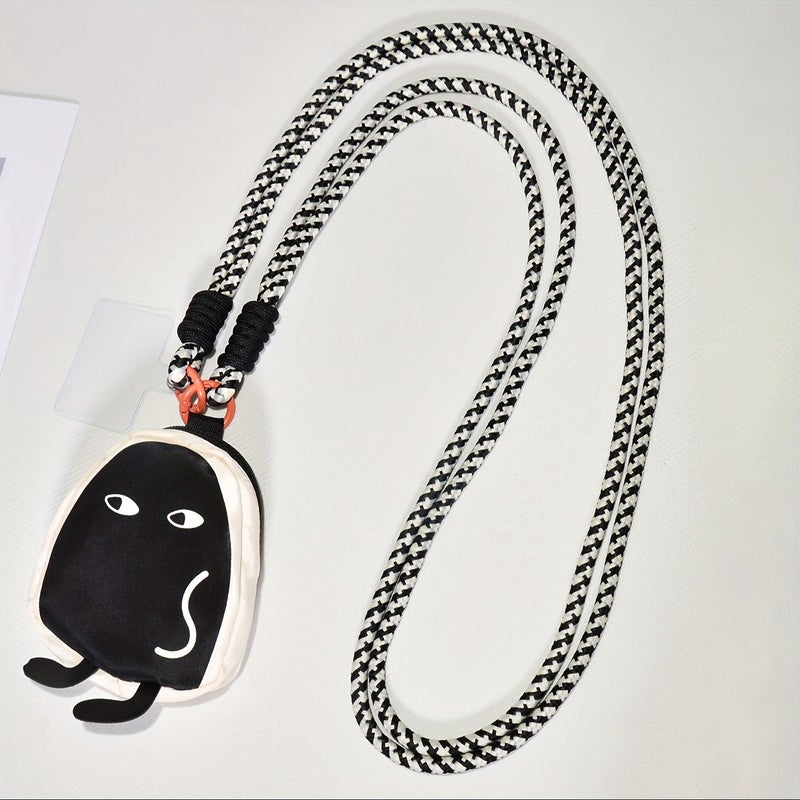 Set Of 2 Cream & Black Mobile Phone Lanyards With Coin Pouch And Long Strap Sturdy Creative Design Ideal Gift For Couples Or Girlfriends - Image 1